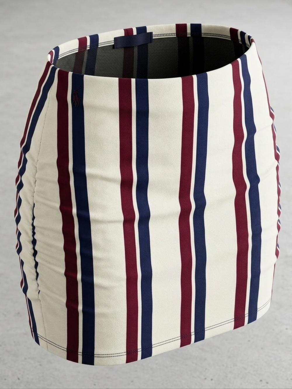 Ralph Lauren Bodycon Beige Skirt With Burgundy And Navy Blue Stripes Size XL